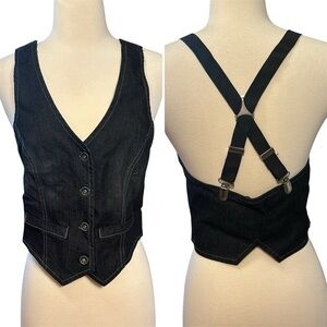 Hot Kiss Black Denim Vest Top